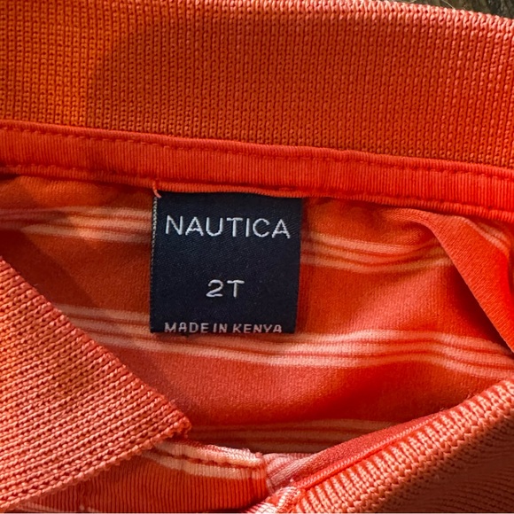 Nautica Kids Striped Orange Polo Shirt Boys Toddler Size 2T - Picture 4 of 6